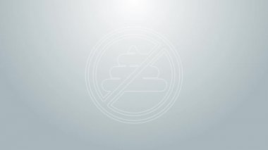 Blue line No shit icon isolated on grey background. 4K Video motion graphic animation