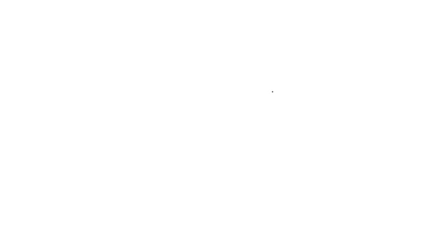 Correa de cuerda retráctil de línea negra con icono de mosquetón aislado sobre fondo blanco. Perro mascota plomo. Accesorio animal para caminar al aire libre. Animación gráfica de vídeo 4K — Vídeos de Stock