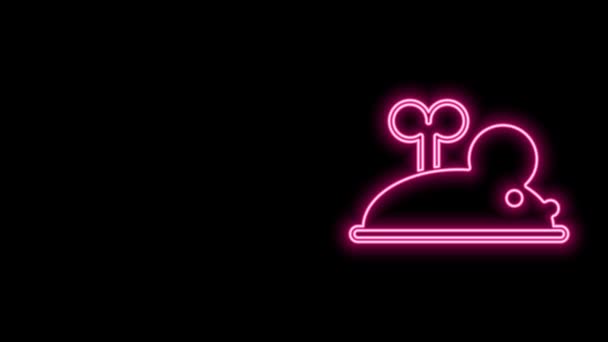 Leuchtende Leuchtschrift Clockwork-Maussymbol isoliert auf schwarzem Hintergrund. Mäusespielzeug aufziehen. 4K Video Motion Grafik Animation — Stockvideo