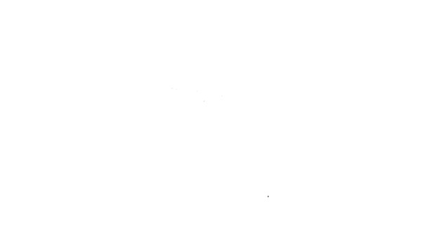 Línea negra Icono de símbolo de la clínica veterinaria aislado sobre fondo blanco. Cruz de la señal del hospital. Perro o gato con estampado de pata estilizado. Signo de primeros auxilios. Animación gráfica de vídeo 4K — Vídeos de Stock