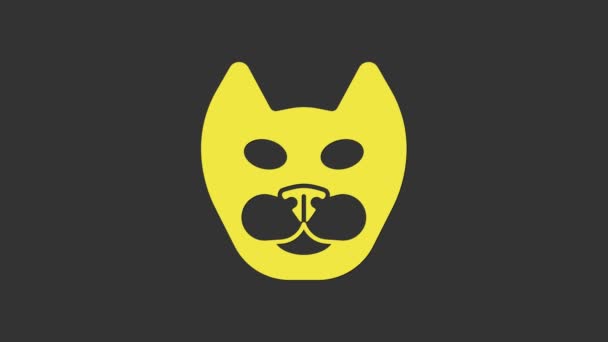 Yellow Cat icon isolated on grey background. 4K Video motion graphic animation — Stock Video