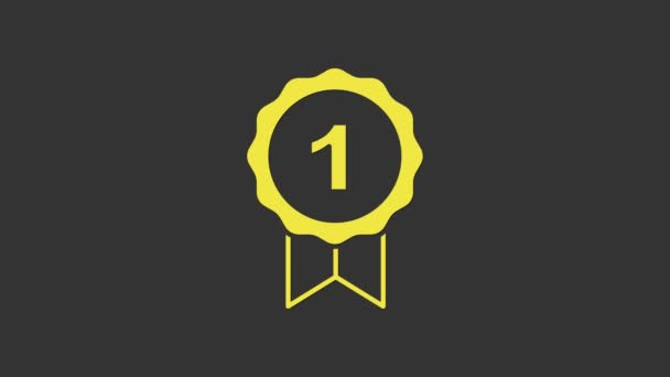 Icône symbole Chien Jaune isolé sur fond gris. Médaille avec empreinte de chien comme animal de compagnie concept gagnant de l'exposition. Animation graphique de mouvement vidéo 4K — Video