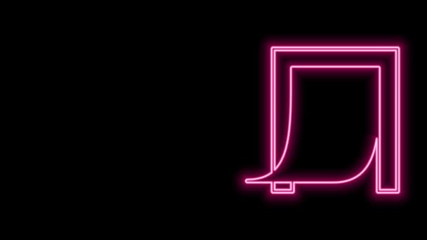 Zářící neonová čára Dveře pro ikonu domácího mazlíčka izolované na černém pozadí. Grafická animace pohybu videa 4K — Stock video