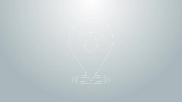 Modrá čára Kočičí nos ikona izolované na šedém pozadí. Grafická animace pohybu videa 4K — Stock video