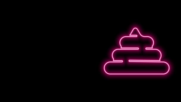 Glowing neon line Shit icon isolated on black background. 4K Video motion graphic animation — Vídeo de stock