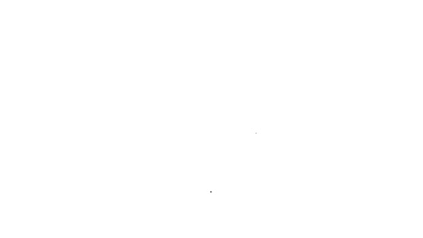 Zwarte lijn Hondenhalsband met naamplaatje en bone plaque icoon geïsoleerd op witte achtergrond. Benodigdheden voor huisdieren. Katten- en hondenzorg. Hondenkettingen. 4K Video motion grafische animatie — Stockvideo