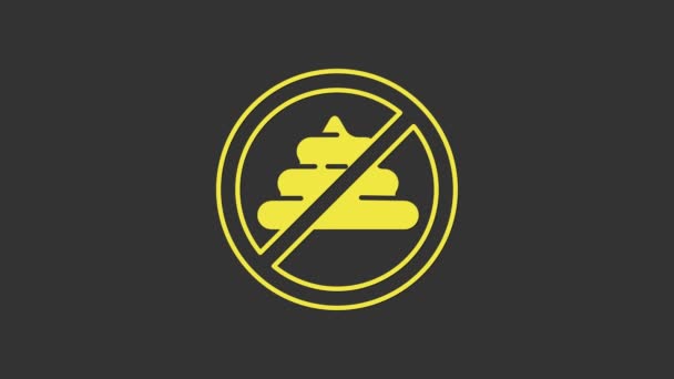 Yellow No shit icon isolated on grey background. 4K Video motion graphic animation — 图库视频影像