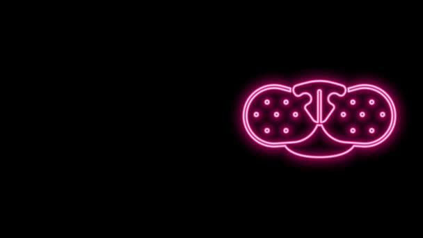 Zářící neonová čára Kočičí nos ikona izolované na černém pozadí. Grafická animace pohybu videa 4K — Stock video