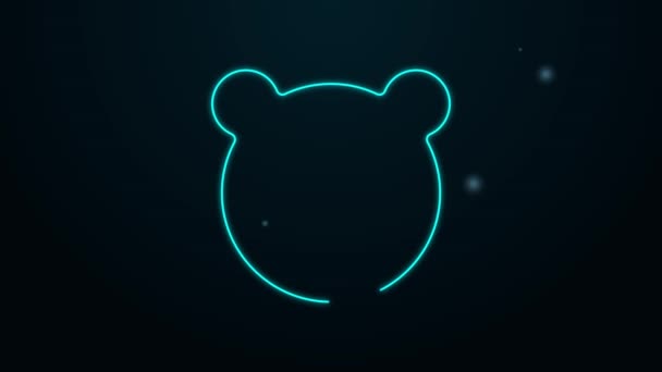 发光的霓虹灯线条熊头部图标孤立在黑色背景.4K视频运动图形动画 — 图库视频影像