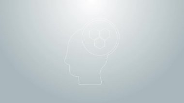 Mavi çizgi Arıcı simgesi gri arkaplanda izole edildi. Özel koruyucu üniforma. 4K Video hareketli grafik canlandırması