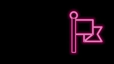 Parlayan neon çizgisi simgesi siyah arkaplanda izole edildi. Zafer, kazanmak ve zorluk konseptini fethetmek. 4K Video hareketli grafik canlandırması