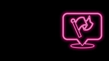 Parlayan neon çizgisi simgesi siyah arkaplanda izole edildi. Zafer, kazanmak ve zorluk konseptini fethetmek. 4K Video hareketli grafik canlandırması