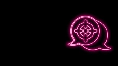 Parlayan neon hattı hedef finansal hedef kavramı simgesi siyah arkaplanda izole edildi. Sembolik hedeflere ulaşım, başarı. 4K Video hareketli grafik canlandırması