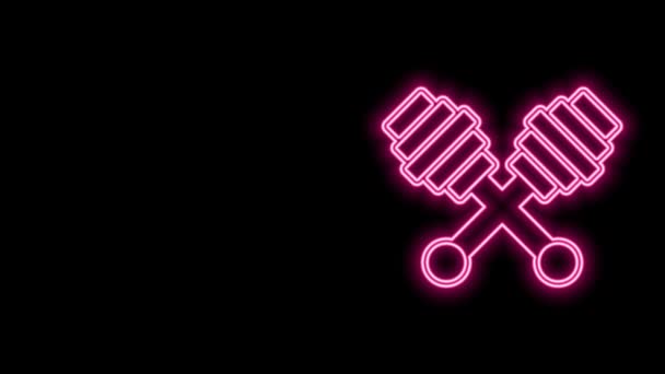 Glowing neon line Honey dipper stick icon isolated on black background. Sendok madu. Animasi grafis gerak Video 4K — Stok Video