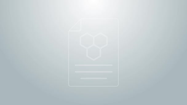 Blå linje Honeycomb ikon isolerad på grå bakgrund. Honungsceller symbol. Söt naturlig mat. 4K Video motion grafisk animation — Stockvideo
