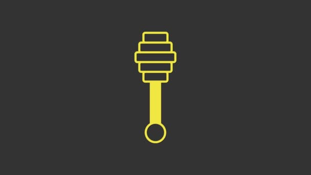 Ikona žlutý med dipper hůl izolované na šedém pozadí. Medová naběračka. Grafická animace pohybu videa 4K — Stock video
