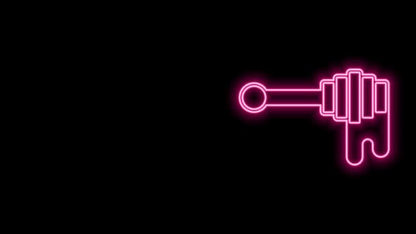 Leuchtende Neon-Linie Honig-Löffelstiel mit tropfendem Honig-Symbol isoliert auf schwarzem Hintergrund. Honiglöffel. 4K Video Motion Grafik Animation — Stockvideo