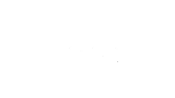 Ligne noire Panneau suspendu avec nid d'abeille isolé sur fond blanc. Icône du panneau. Symbole des cellules de miel. Nourriture naturelle douce. Animation graphique de mouvement vidéo 4K — Video