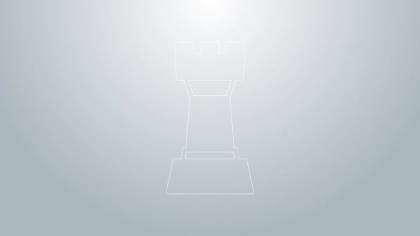 Modrá čára Šachy ikona izolované na šedém pozadí. Obchodní strategie. Hra, management, finance. Grafická animace pohybu videa 4K — Stock video