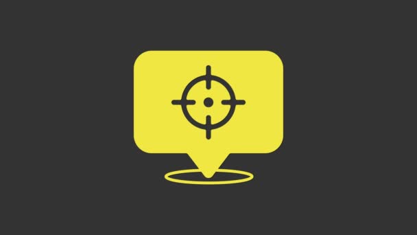 Icono del concepto de objetivo financiero Yellow Target aislado sobre fondo gris. Logro de metas simbólicas, éxito. Animación gráfica de vídeo 4K — Vídeos de Stock