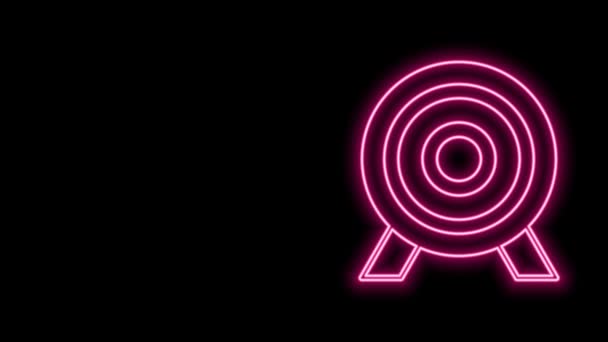 Glowing neon line Target financial goal concept icon isolated on black background. Symbolic goals achievement, success. 4K Video motion graphic animation — Stock Video