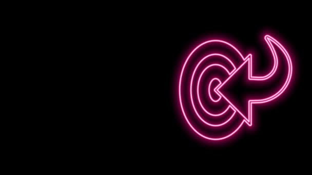 Glowing neon line Target financial goal concept icon isolated on black background. Symbolic goals achievement, success. 4K Video motion graphic animation — Stock Video