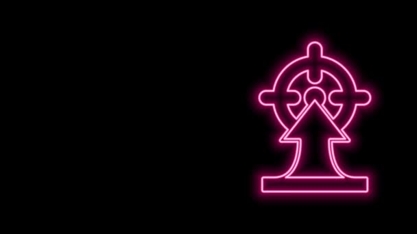 Glowing neon line Target financial goal concept icon isolated on black background. Symbolic goals achievement, success. 4K Video motion graphic animation — Stock Video