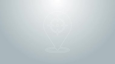Mavi çizgi hedefinin finansal hedef konsepti gri arka planda izole edildi. Sembolik hedeflere ulaşım, başarı. 4K Video hareketli grafik canlandırması
