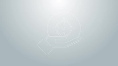 Mavi çizgi hedefinin finansal hedef konsepti gri arka planda izole edildi. Sembolik hedeflere ulaşım, başarı. 4K Video hareketli grafik canlandırması