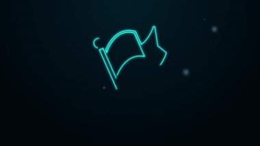 Parlayan neon çizgisi simgesi siyah arkaplanda izole edildi. Zafer, kazanmak ve zorluk konseptini fethetmek. 4K Video hareketli grafik canlandırması