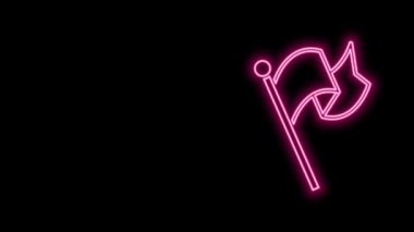 Parlayan neon çizgisi simgesi siyah arkaplanda izole edildi. Zafer, kazanmak ve zorluk konseptini fethetmek. 4K Video hareketli grafik canlandırması