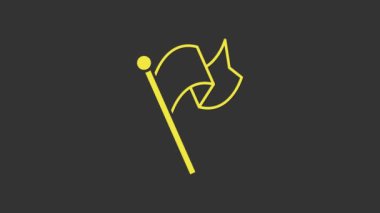 Sarı Bayrak simgesi gri arkaplanda izole edildi. Zafer, kazanmak ve zorluk konseptini fethetmek. 4K Video hareketli grafik canlandırması