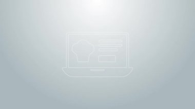 Blue Line Online sipariş ve fast food dağıtım ikonu gri arka planda izole edildi. 4K Video hareketli grafik canlandırması