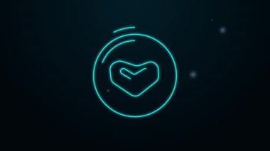 Siyah arka planda izole edilmiş bir tabak ikonunda parlayan neon hattı bifteği. Çatal bıçak sembolü. Restoran tabelası. 4K Video hareketli grafik canlandırması
