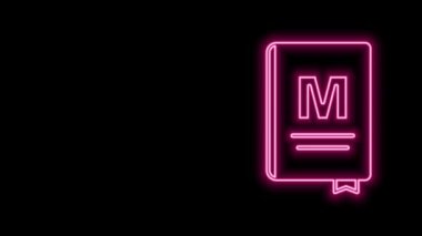Parlayan neon hattı Restoran Kafe menüsü simgesi siyah arkaplanda izole edildi. 4K Video hareketli grafik canlandırması