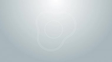 Mavi çizgi çırpılmış yumurta simgesi gri arkaplanda izole edilmiş. Ev yemeği, sahanda yumurta, sağlıklı kahvaltı, omlet ikonu. 4K Video hareketli grafik canlandırması