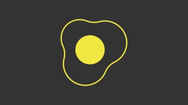 Sarı çırpılmış yumurta simgesi gri arkaplanda izole edilmiş. Ev yemeği, sahanda yumurta, sağlıklı kahvaltı, omlet ikonu. 4K Video hareketli grafik canlandırması