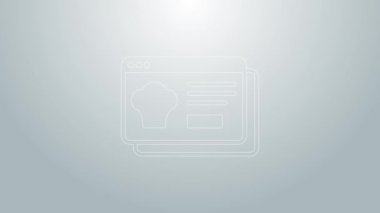 Blue Line Online sipariş ve fast food dağıtım ikonu gri arka planda izole edildi. 4K Video hareketli grafik canlandırması
