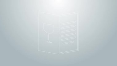 Mavi Hat Restoran Kafe menüsü simgesi gri arkaplanda izole edildi. 4K Video hareketli grafik canlandırması