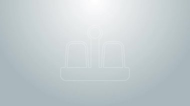 Mavi çizgi tuzu ve biber ikonu gri arka planda izole edilmiş. Yemek pişirme baharatları. 4K Video hareketli grafik canlandırması