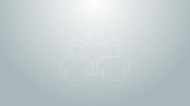 Beyzbol oyuncularından oluşan mavi çizgi takım simgesi gri arka planda izole edildi. 4K Video hareketli grafik canlandırması