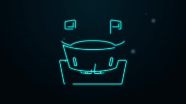 Parlayan neon hattı Beyzbol arenası simgesi siyah arkaplanda izole edildi. Beyzbol sahası. 4K Video hareketli grafik canlandırması