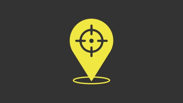 Icono del concepto de objetivo financiero Yellow Target aislado sobre fondo gris. Logro de metas simbólicas, éxito. Animación gráfica de vídeo 4K — Vídeo de stock