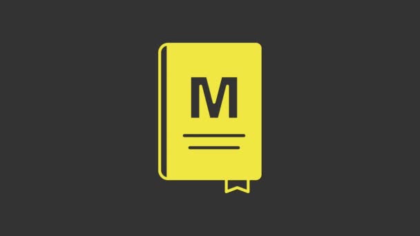 Icône de menu café restaurant jaune isolé sur fond gris. Animation graphique de mouvement vidéo 4K — Video