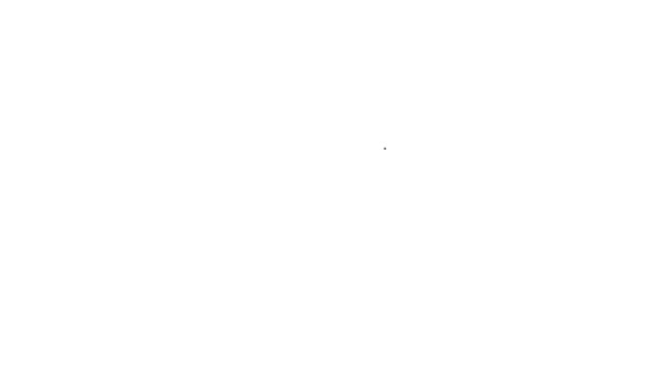 Linha preta Sorvete no ícone da tigela isolado no fundo branco. Símbolo doce. Animação gráfica em movimento de vídeo 4K — Vídeo de Stock