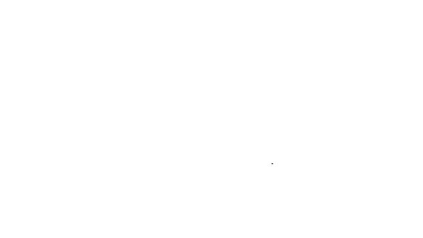 Чорна лінія Піктограма торта ізольована на білому тлі. З днем народження. 4K Відео рух графічна анімація — стокове відео