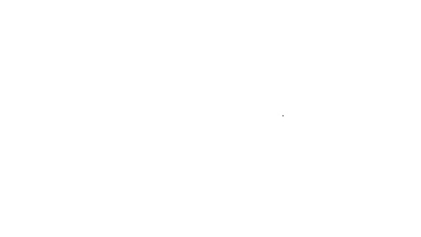 Черная линия Кулинарный горшок значок изолирован на белом фоне. Вскипятить или тушить пищевой символ. Видеографическая анимация 4K — стоковое видео