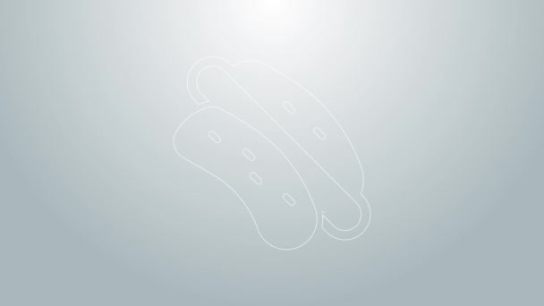 Linea blu icona sandwich Hotdog isolato su sfondo grigio. Icona della salsiccia. Segno di fast food. Animazione grafica 4K Video motion — Video Stock