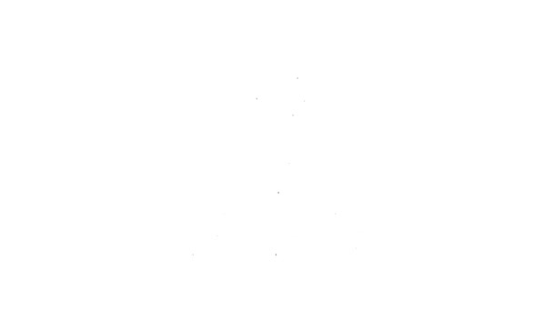 Черная линия Бейсболист значок изолирован на белом фоне. Видеографическая анимация 4K — стоковое видео