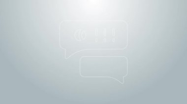 Blue line Speech bubble chat about baseball game icon isolated on grey background. Message icon. Communication or comment chat symbol. 4K Video motion graphic animation